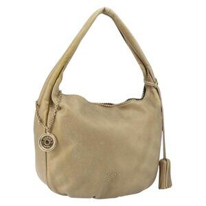 Authentic LOEWE Shoulder Bag Leather Beige Gold